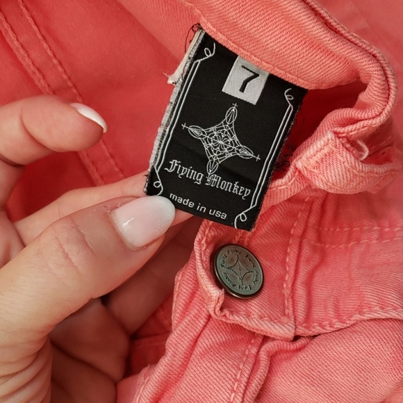 Flying Monkey Skinny Jeans in Coral - Picture 4 of 8